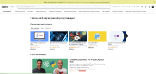 Linguagens de programação do Java ao Ruby no Udemy - Gratuito.