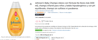 Johnson's Baby Champú clásico con fórmula No llores más (500 ml) por 1,79€