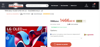 TV 65" LG OLED65C4 - OLED, 4K Ultra HD à 1466,63 €