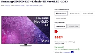 Samsung Neo QLED QN92C 43" Zilver, Zwart voor €999,95 bij Bol.com