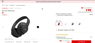 JBL Tune 770NC - Draadloze over-ear koptelefoon - Noise Cancelling voor €69 bij de MediaMarkt