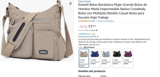 Estwell Bolso Bandolera Mujer Grande Bolso de Hombro Moda Impermeable Nailon Crossbody por 17,99€