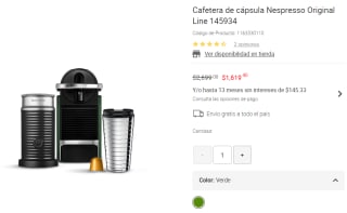 Cafetera Nespresso Original Line por $1,619 | Descuento Liverpool