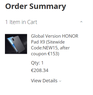 Honor Pad X9 WiFi 4GB/128GB Grijs voor €153 dmv code bij Purchion