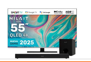 TV Nilait Luxe 55"UC8003S QLED UHD 4K Smart TV + Barra de sonido con subwoofer 120W Dolby, 2.1 por 509,99€
