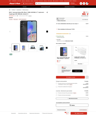 Móvil Samsung Galaxy A05s Black 128GB 4GB RAM 6.7" Qualcomm Snapdragon 680 5000mAh Android 14 por solo 97,85€