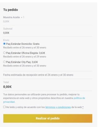 Muestras de aceite de Camelia gratis