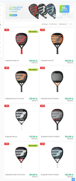 -15% de Descuento en Ofertas de Padel.
