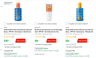 Tot 44% select korting op Select-korting op zonbescherming bij Bol