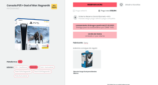 Pack Consola PS5 + God of War: Ragnarök+ base de carga para mandos de regalo + acumula 31.000 puntos extra live por 619,99€