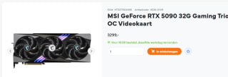 MSI GeForce RTX 5090 32G Gaming Trio OC Videokaart voor €3.299 bij Uwgamespecialist
