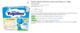 6 Paquetes de Nestlé Yogolino Plátano a Partir de 6 Meses, 4 x 100g por 10.32€