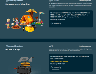 Lego promoties : Kampeeravontuur bij de rivier en McLaren P1™ logo