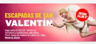 Vuelos San Valentín con Ryanair desde 24,99€.
