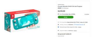 Nintendo Switch Lite Azul Turquesa por $3,193 | Descuento Bodega Aurrera