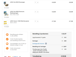 2+1 gratis op Lego sets bij Trekpleister