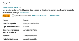 Estufa de leña Lecxin Plegable con parrilla de Acero Inoxidable por 34,71€