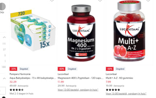 Tot 60% korting op wasmiddelen/billendoekjes/vitaminen en meer bij Wehkamp