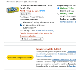 Pack 2 Calvo Atún Claro en Aceite de Oliva Pack 6 x 65g por 9,23€