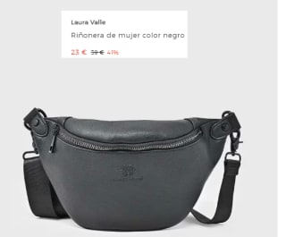 Riñonera de mujer color negro Laura Valle por 23€