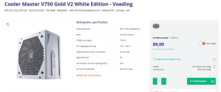 Cooler Master V750 Gold-V2 White Edition - 750 W voor €89 bij Azerty