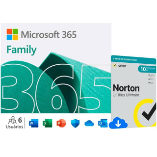Microsoft Office 365 Family de Mídia Física + Antivírus Norton para 10 Dispositivos - R$ 199,99