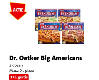 Alle Dr. Oetker Big Americans 1+1 gratis bij de Jumbo