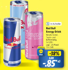 Red Bull energie drank voor €0,86 bij de Lidl in Duitsland