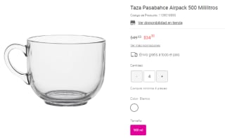 Taza Pasabahce Airpack 500ml por $34 en Liverpool