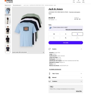 Pack 5 Camisetas Jack & Jones HUDSON TEE CREW NECK por solo 24€