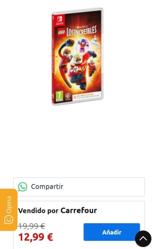 Lego Los Increíbles CIAB para Nintendo Switch por 12,99€.