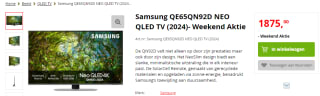 Samsung Neo QLED QN92D 65" TV voor €1875 bij Apollo