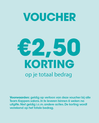 2,50 euro korting na een nieuwe afspraak binnen 6 weken.