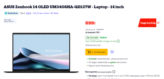 ASUS Zenbook 14 OLED UM3406HA-QD137W voor €899 bij Bol.com