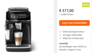 Philips 3300-serie EP3341/50 LatteGo voor €377 met 4000 ING punten