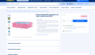 Piscina desmontable rectangular rosa 1.662 L Small Frame INTEX por 76,69€