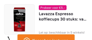 scoupy deal lavazza cups 30 st voor €5 via scoupy, na caskback