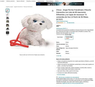 Chicos - Angie Perrita Friendimals | Peluche Interactivo con más de 60 reacciones Diferentes y es Capaz de reconocer 15 comandos de Voz por 49,99€