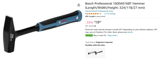 Bosch Professional Bankhamer 1600A016BT 500g voor €19,90 bij Amazon