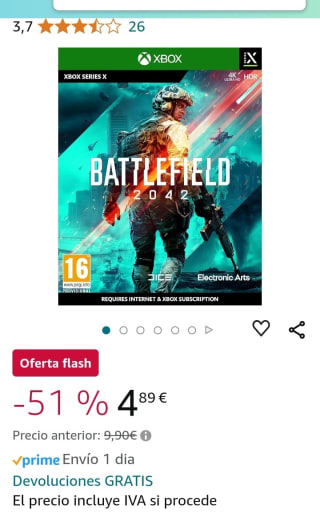 Battlefield 2042 Xbox por 4,89€.