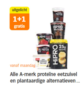 1+1 gratis op alle HiPRO/Melkunie/Alpro Protein producten bij de AH