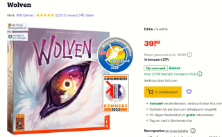 999 games Wolven spel voor €39,95 bij Bol.com