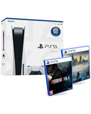 Consola PS5 Disco + juego Hogwarts Legacy y juego Resident Evil 4 Remake por 589€
