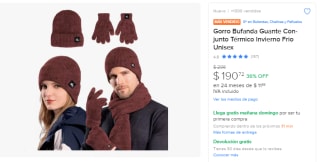 Conjunto Gorro Bufanda Guantes por $191 | Mercado Libre