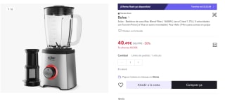 Solac Batidora de vaso Max Blend Filter 1600W por 40,49€ (cuenta nueva 28,49€)