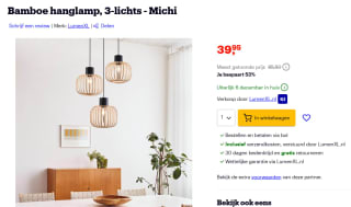 Bamboe hanglamp, 3-lichts - Michi voor €39,95 bij Bol
