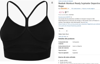 Reebok Workout Ready Sujetador Deportivo por 9,25€