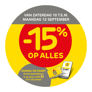 15% korting op alles bij Brico