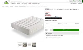 Colchón de muelles ensacados y visco 150x190 cm por 251€