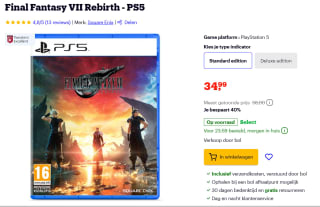 Final Fantasy VII Rebirth voor €34,99 bij Bol